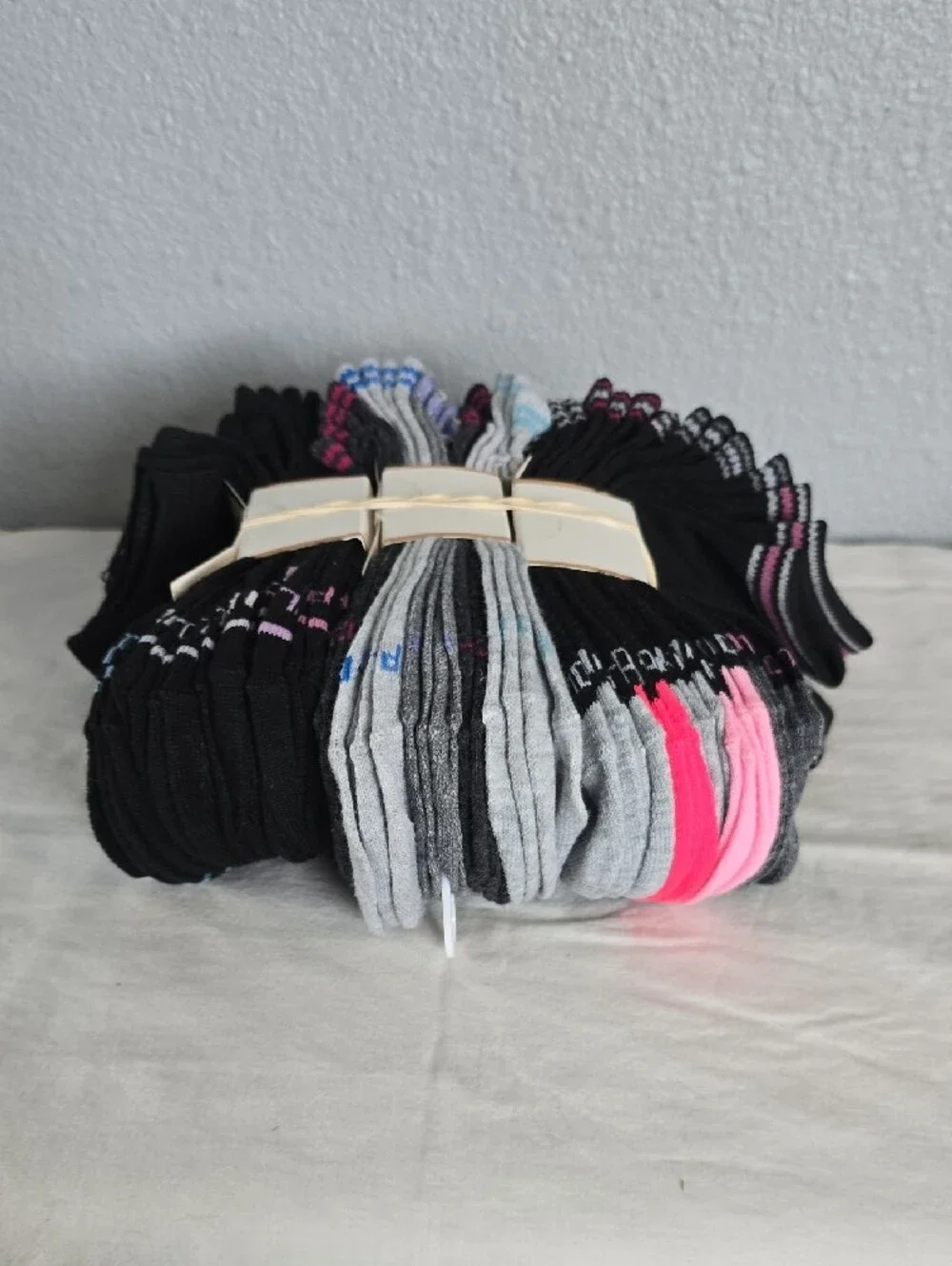 30 PAIRS- U.S. Polo Assn. Low-Cut Athletic Socks in Black with Pink Logo Accent